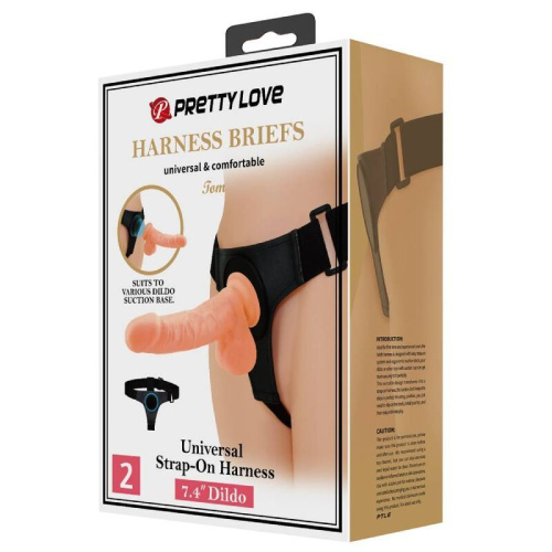 Страпон на ремне Pretty Love Harness Briefs Tom 7.4", 20 см